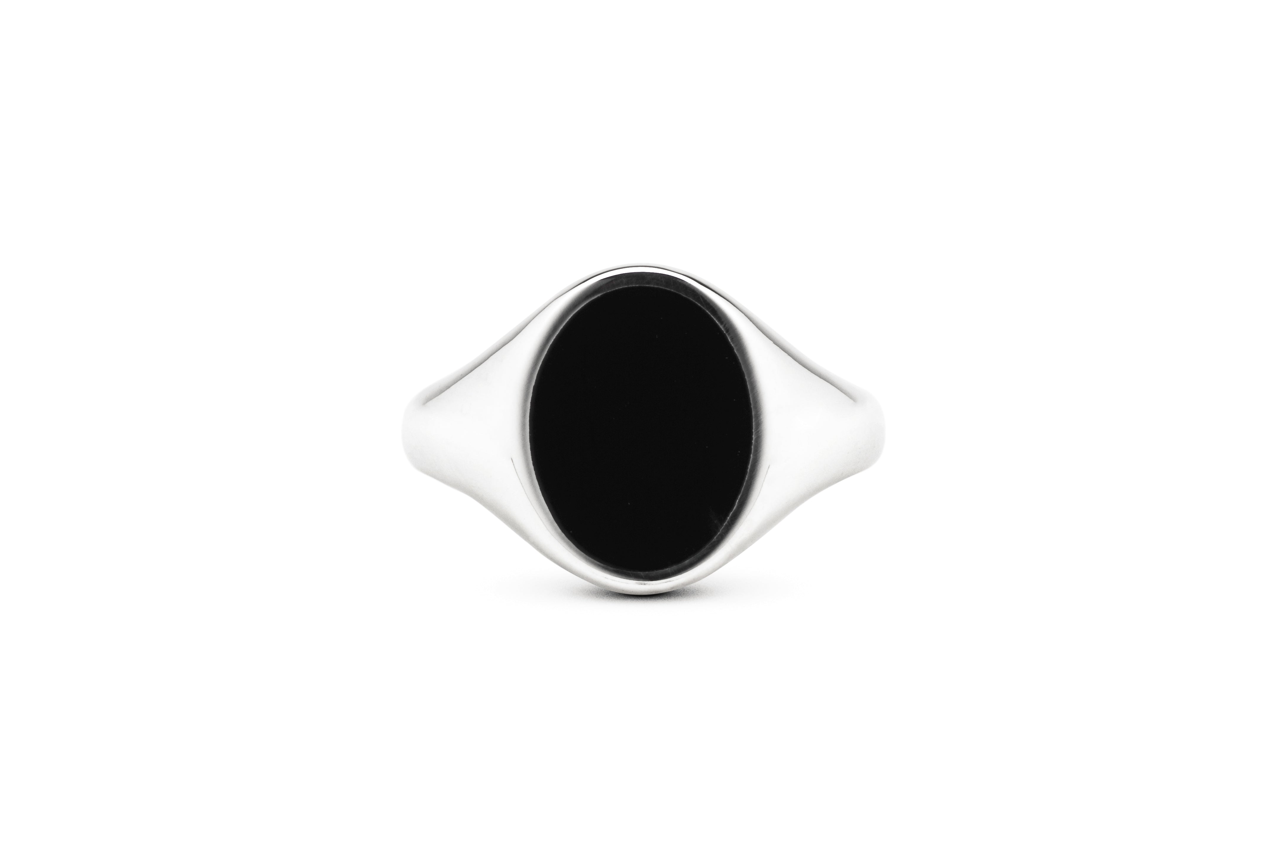 CHEVALIER OVALE SMALTO NERO / ARGENTO LUCIDO