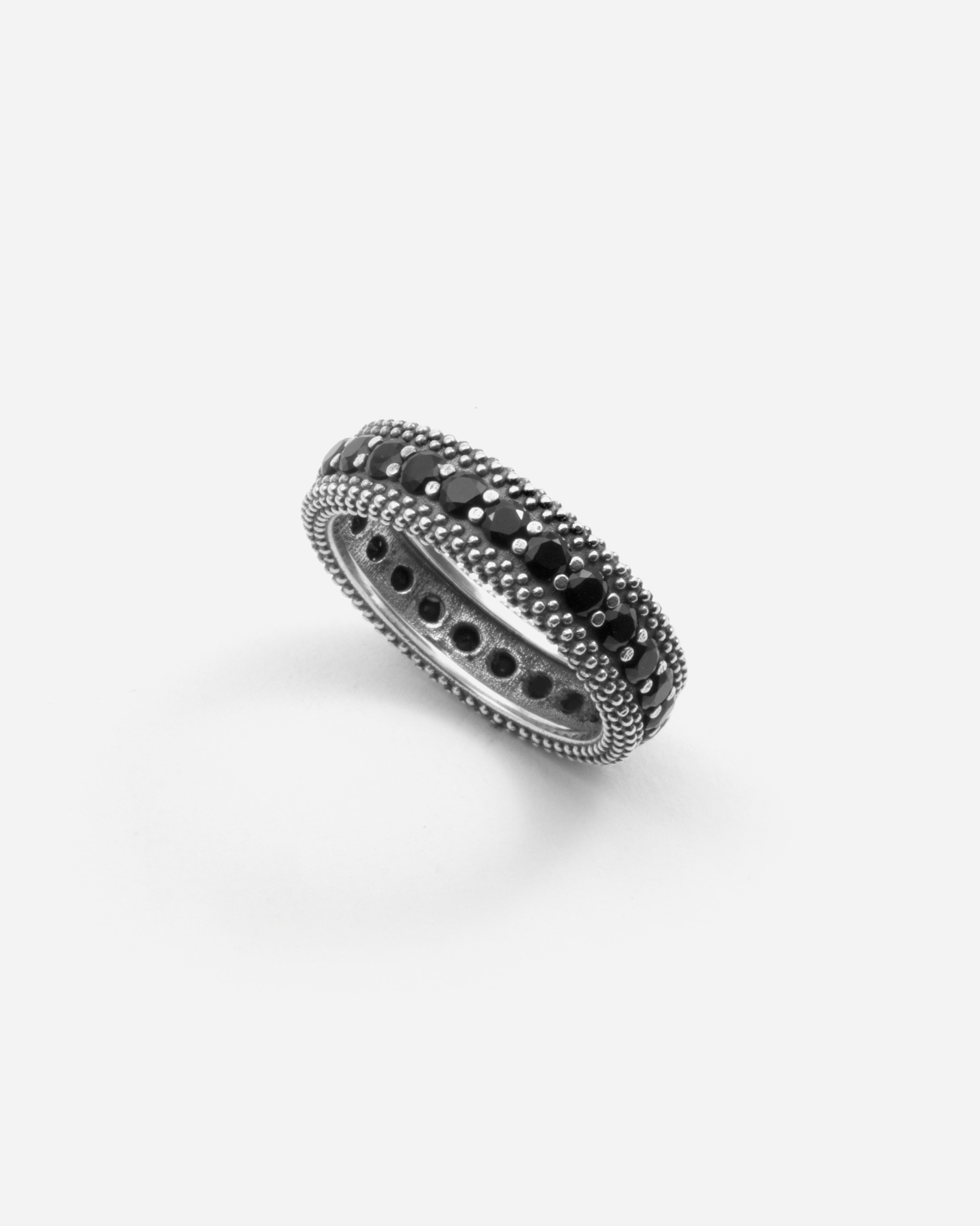FASCIA PUNTINATA ZIRCONI NERI 3 MM / ARGENTO BRUNI