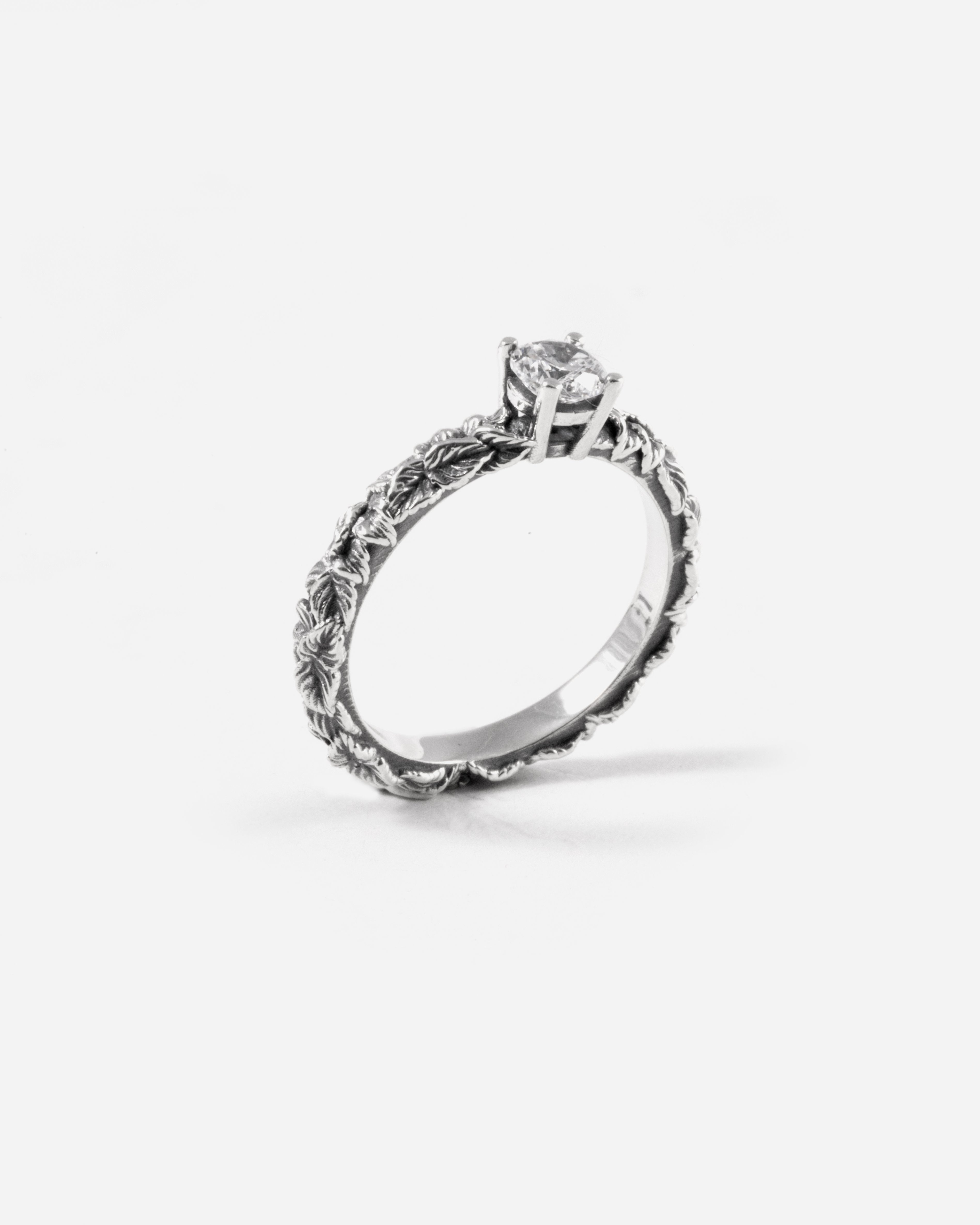 FEDINA FOGLIE SOLITARIO ZIRCONE BIANCO / ARGENTO B