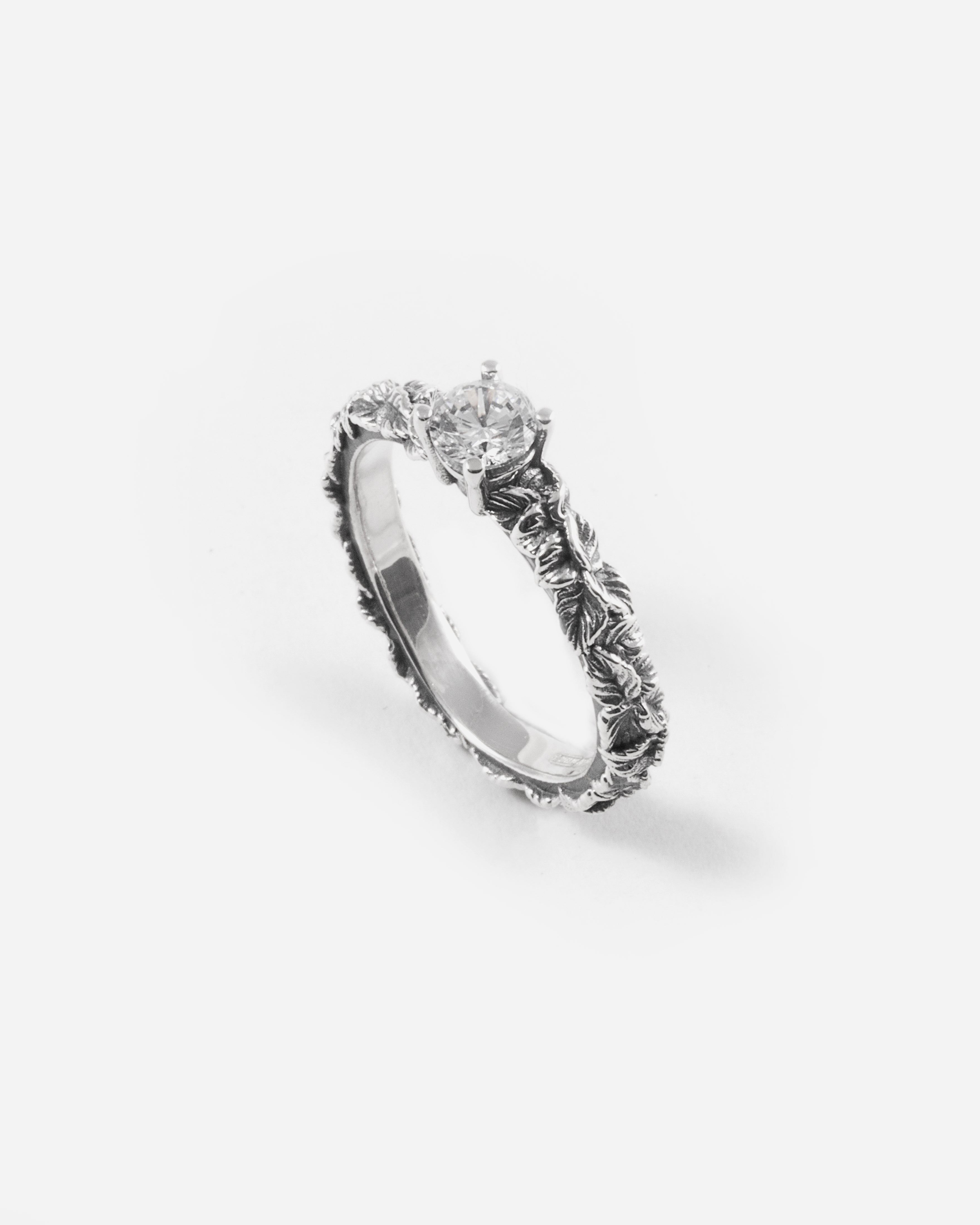 FEDINA FOGLIE SOLITARIO ZIRCONE BIANCO / ARGENTO B