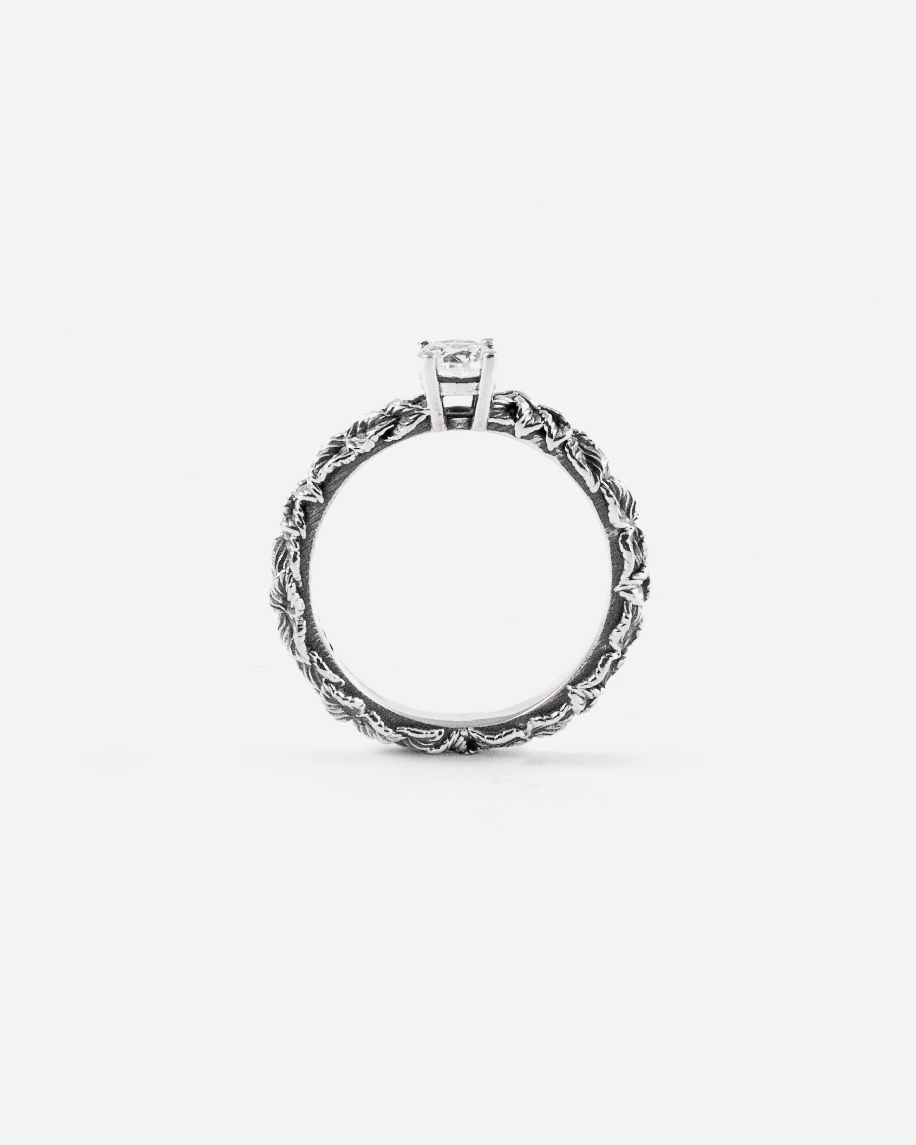 FEDINA FOGLIE SOLITARIO ZIRCONE BIANCO / ARGENTO B