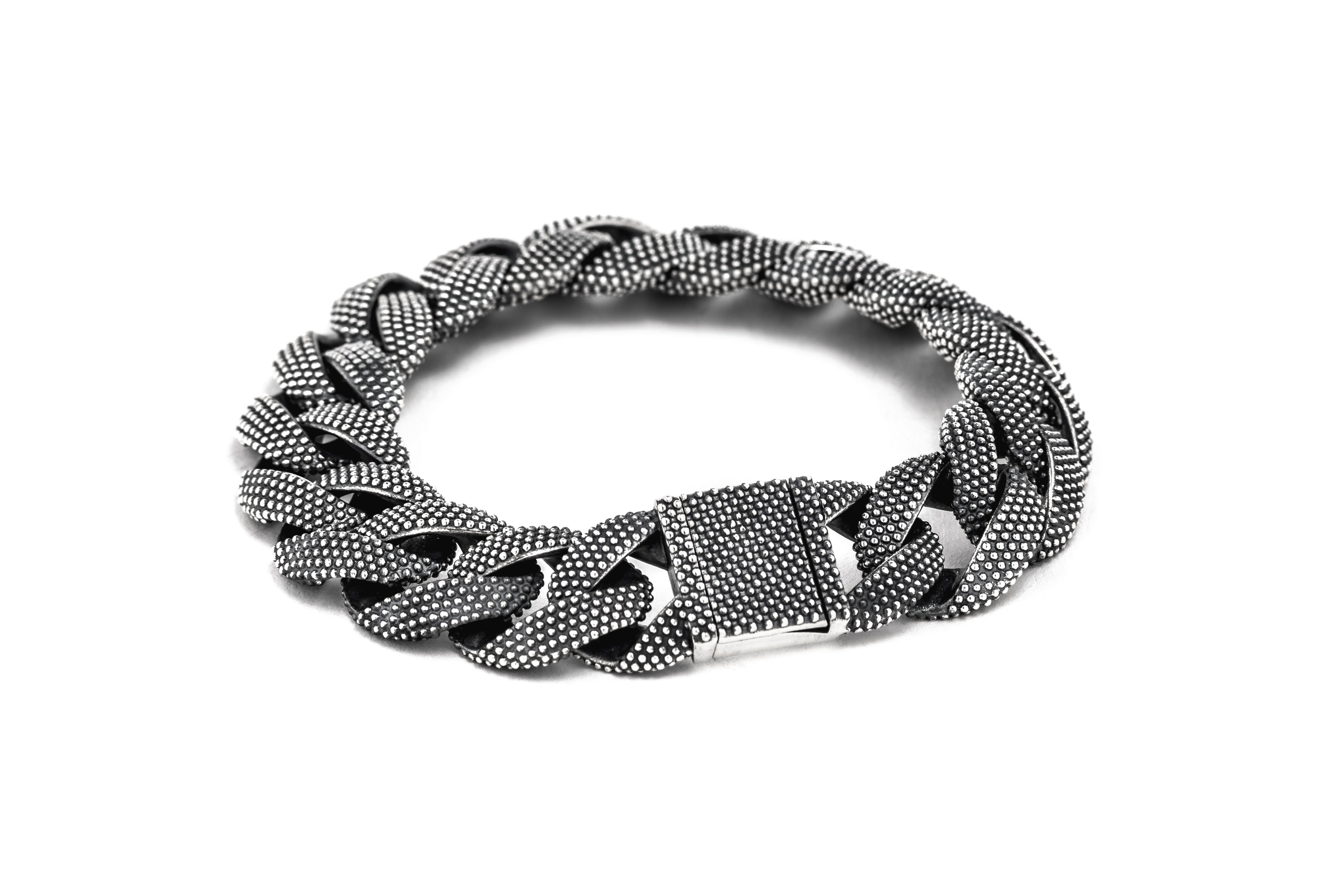 BRACCIALE GRUMETTA PUNTINATA / ARGENTO BRUNITO LUC