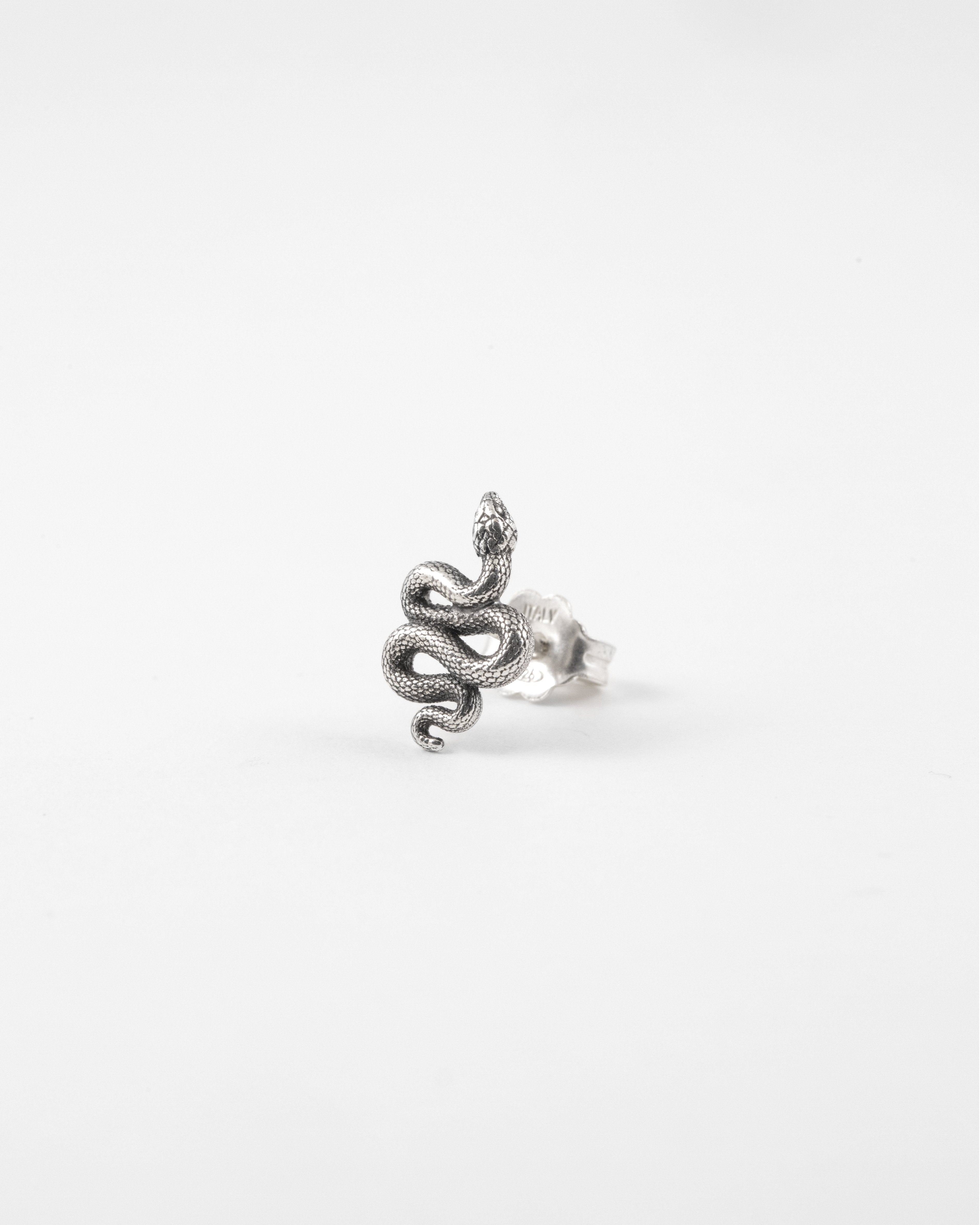 ORECCHINO SINGOLO LOBO SERPENTE / ARGENTO BRUNITO