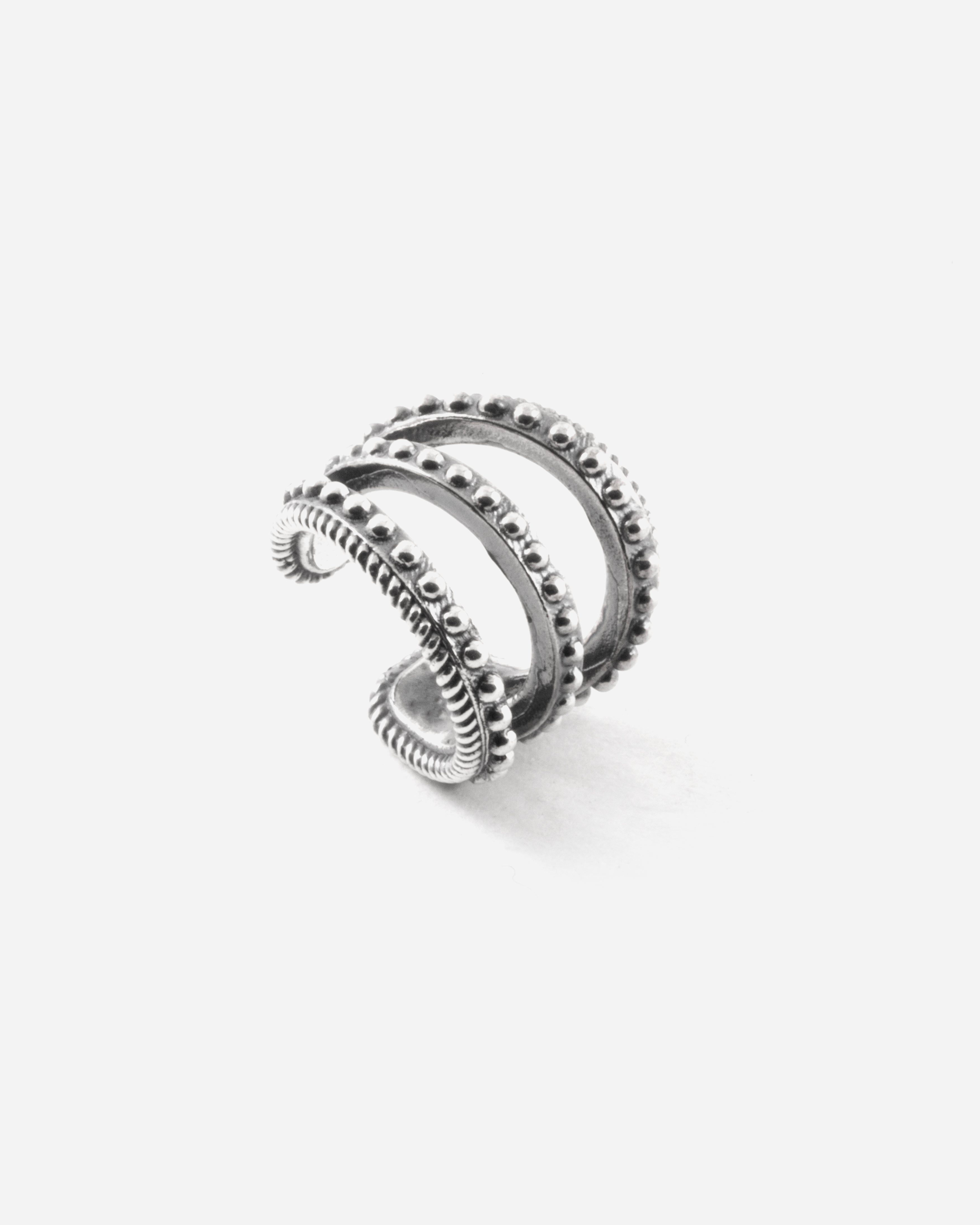 EARCUFF TRIPLO PUNTINATO / ARGENTO BRUNITO LUCIDO