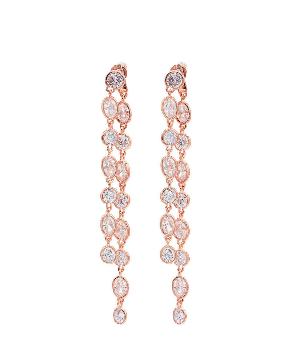 Orecchini Zirconi Bianchi 2 Fili ag925 rosè