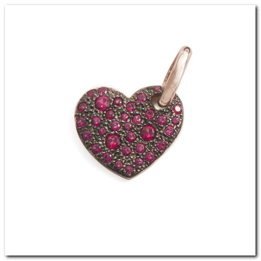 Pendente Cuore Medio Rosso ag925 rose'