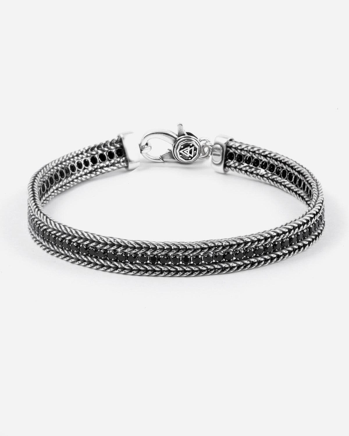 BRACCIALE TENNIS ZIRCONE NERO CON DOPPIA CODA DI V