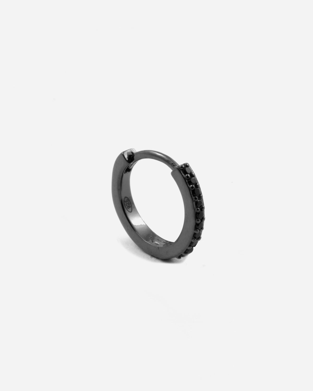 ORECCHINO SINGOLO CERCHIO ZIRCONATO NERO / RUTENIO