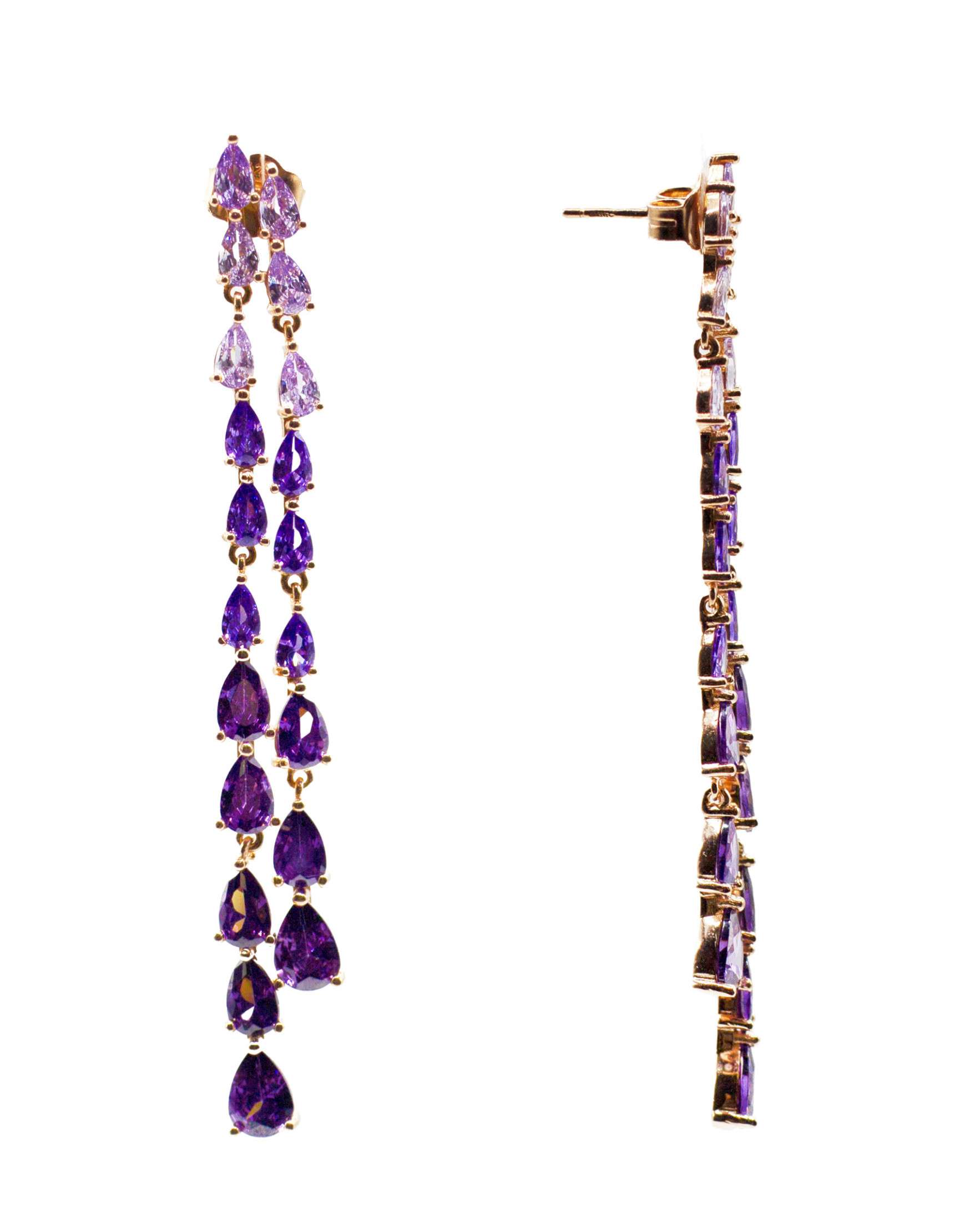 Orecchino Zirconi 2 Fili Sfumato Viola ag925 rosè