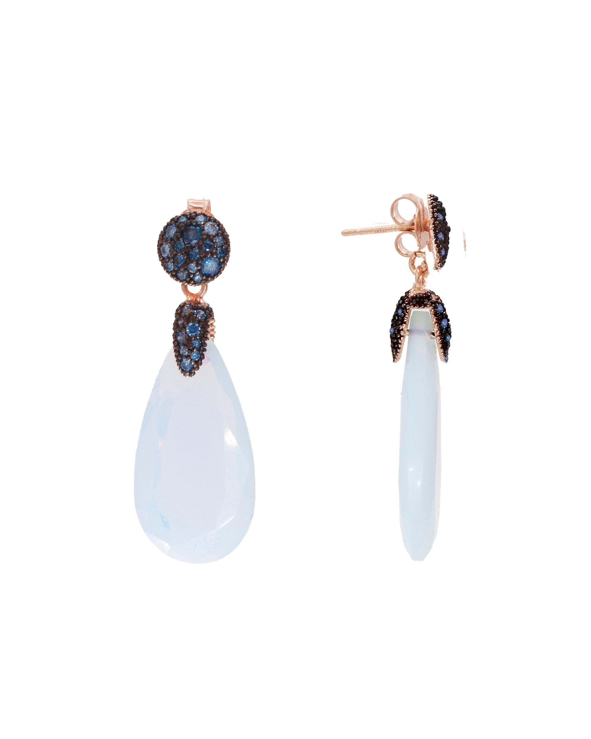 Orecchino Goccia Bianco Latte Mini Tanzanite ag925 rosè